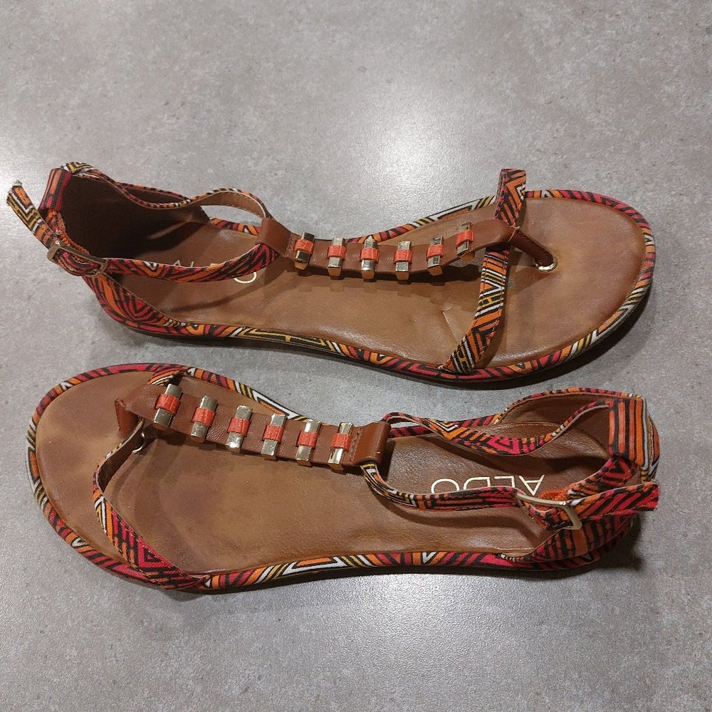 ALDO Women's Graphic Print T-Strap Thong Sandals - Multi-Colors - 7M